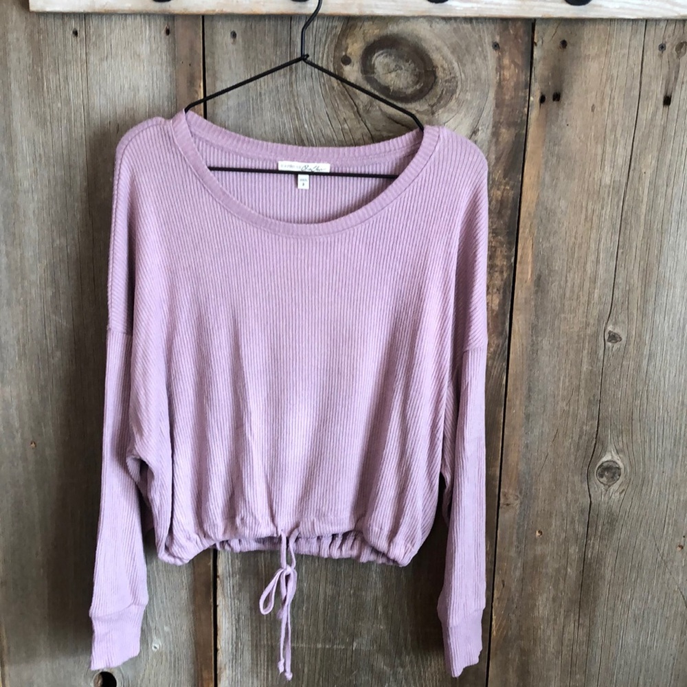 Express One Eleven Dolman Sleeve Drawstring Waist Top in Mauve Size Small